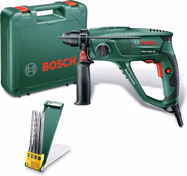 Tassellatore Bosch PBH 2100 RE da 550W con set di punte, colore verde