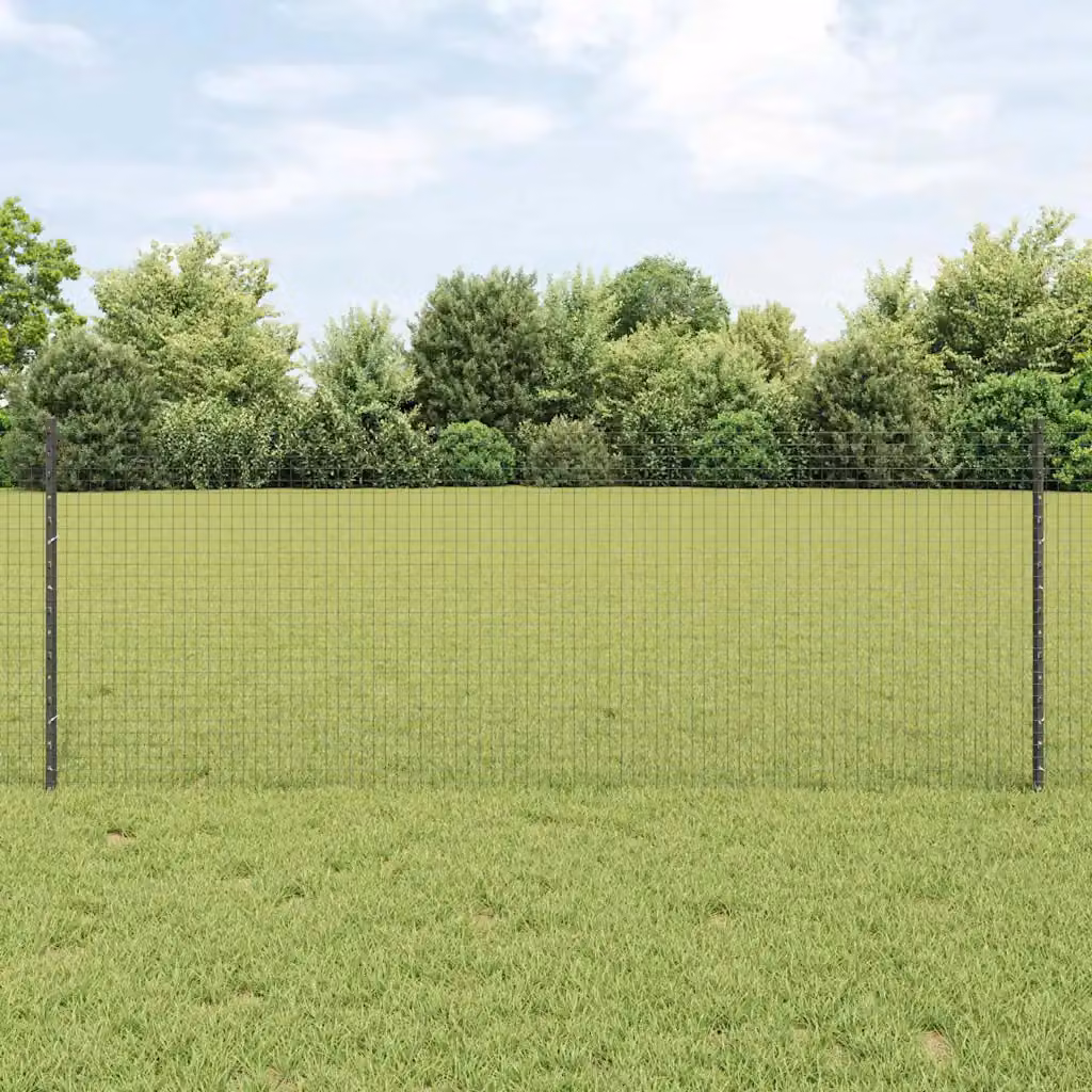 Recinzione in rete saldata con pali vidaXL, rivestimento in PVC, Grigio, L: 100 m, H: 0,8 m