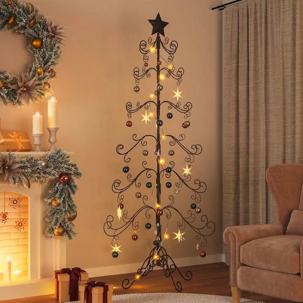 Albero di Natale decorativo moderno vidaXL in metallo nero, Altezza: 215 cm