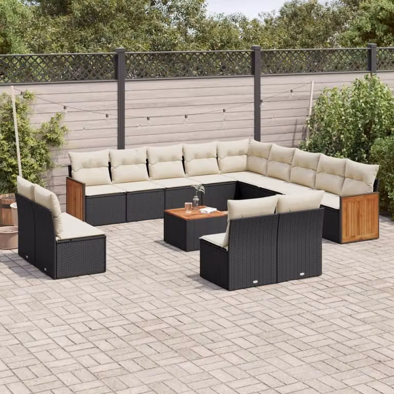 Maison Exclusive - Set Divani da Giardino 14pz con Cuscini in Polyrattan Nero