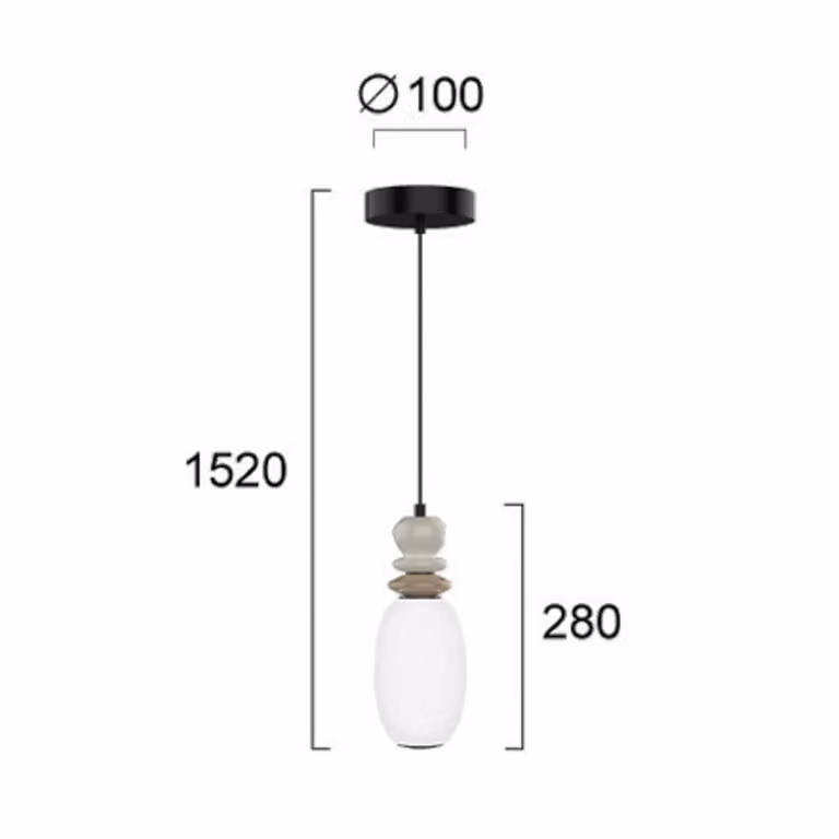 Viokef Lampada LED a sospensione Gemma, altezza 28 cm, colorata, vetro/ceramica/metallo Gemma, Multicolore, Soggiorno / Sala da pranzo, Vetro