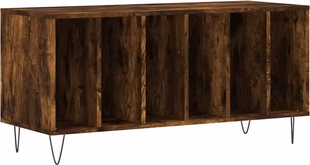 Mobile Porta Dischi in Legno Multistrato Rovere Fumo e Metallo Stile Industrial L: 100 cm, P: 38 cm, H: 48 cm CFW7828511
