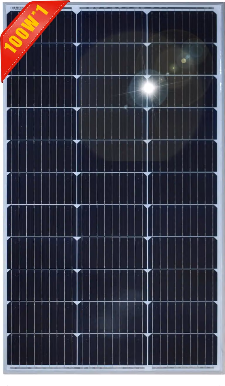 Pannello solare, silicio monocristallino, alta efficienza, 100 W, 1 pezzo