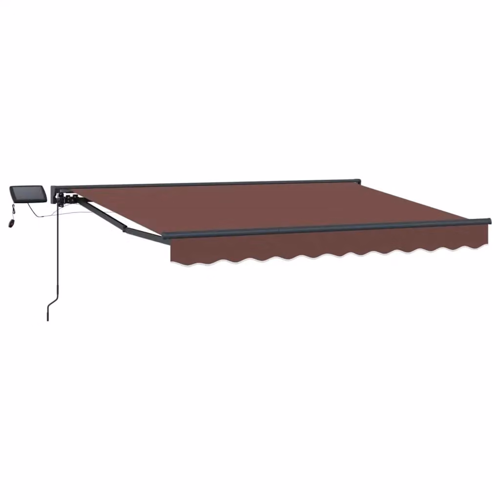 Cornice per tendalino manuale con LED in alluminio e poliestere, Marrone e Antracite, L: 250 cm, P: 195 cm – 2