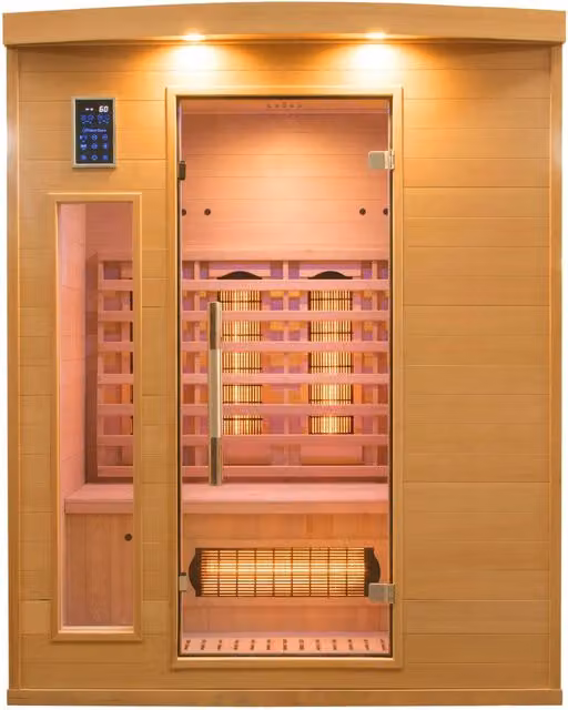 Sauna Finlandese ad Infrarossi Apollon 3 da 3 Posti in Legno di Abete GIORDANOSHOP L: 153 cm, P: 128 cm, H: 190 cm – 1