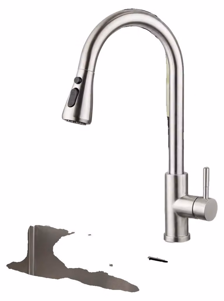 Miscelatore da cucina estraibile, con 3 modalità di spruzzo, girevole a 360°, colore argento, attacco G3/8