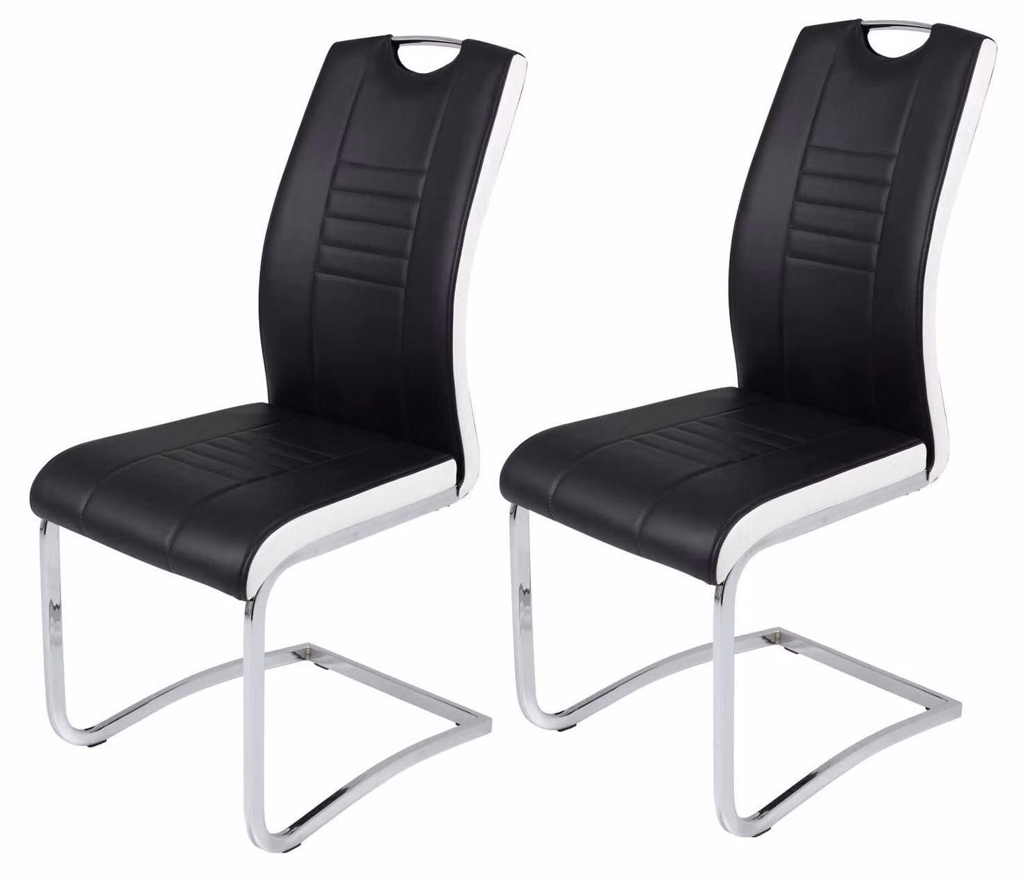 Set di poltrone a dondolo Tabea, 2 pezzi, in ecopelle nera e bianca, dimensioni 43x61x99 cm