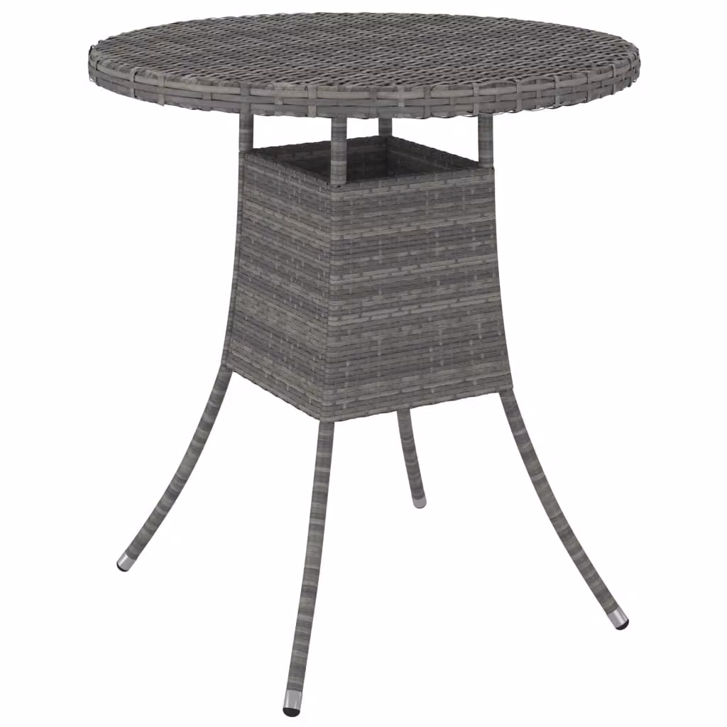 The Living Store Tavolo da giardino Grigio 70x70x73 cm Poly Rattan