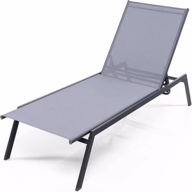 Set di 2 sedia a sdraio da patio lounge con 6 posizioni regolabili, Sedia reclinabile in acciaio resistente e tessuto in PE