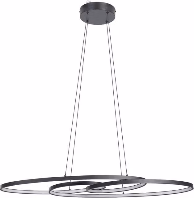 Lampadario a sospensione moderno Eglo in metallo nero con luce LED dimmerabile da 4400 lumen e luce bianca calda
