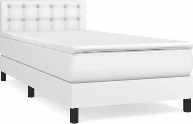 Letto singolo | Letto per adulti | Giroletto a Molle con Materasso Bianco 80x200 cm in Similpelle