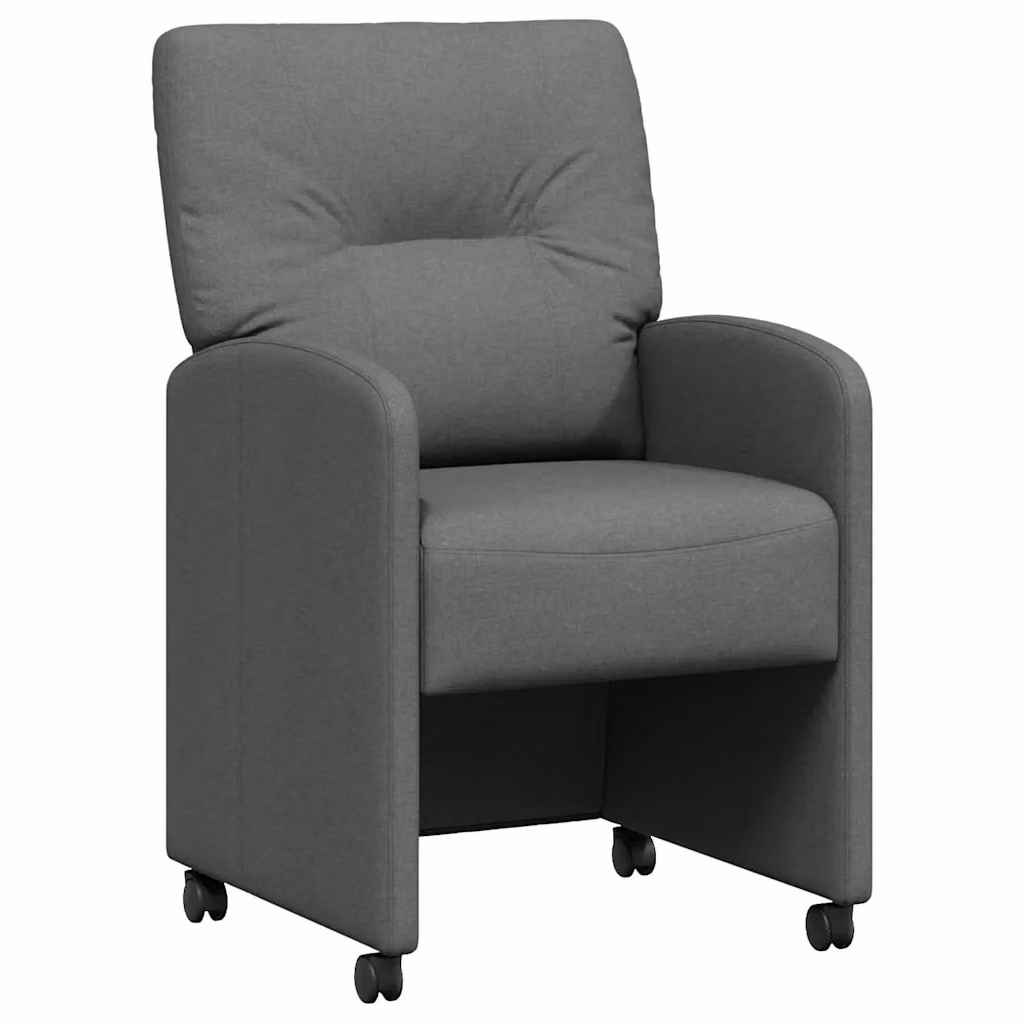 Set di 2 sedie da pranzo con ruote e braccioli vidaXL in tessuto grigio scuro, L/P/H: 57 x 67 x 95 cm – 2