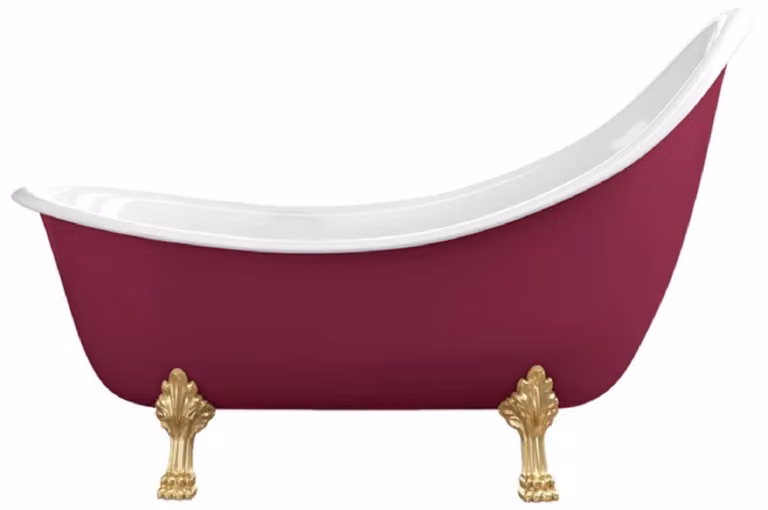 Casa Padrino Vasca da bagno Art Nouveau viola / bianco / oro 180 cm - Vasca da bagno freestanding in stile retrò