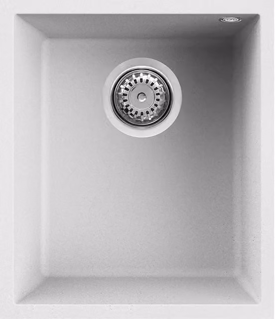 Lavello Elleci Incasso 1 vasca 38x44 Quadra 100 Sottotop Keratek Plus Bianco White Assoluto LKQ10096BSO