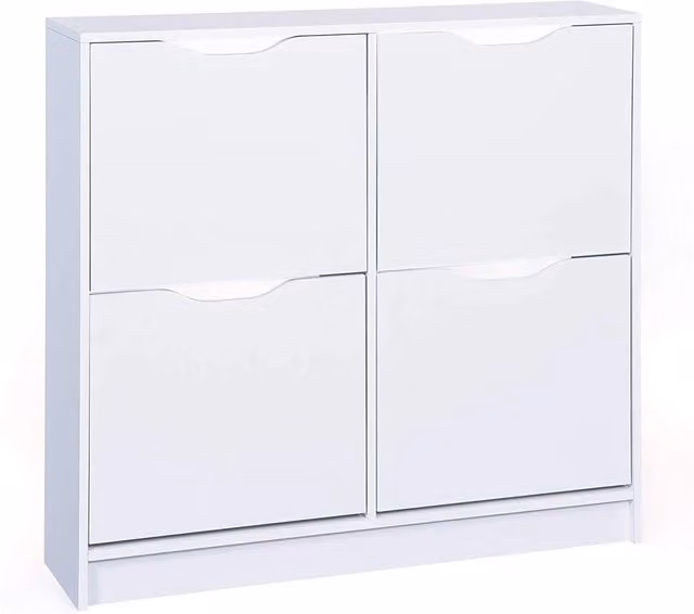 Scarpiera Westphalen Inter Link con 4 vani a battente in MDF laccato bianco L: 100 cm, P: 25 cm, H: 90 cm