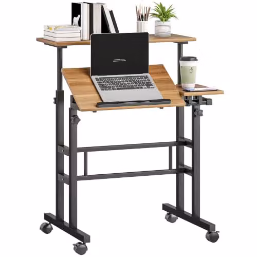 HOMCOM Scrivania sit-stand regolabile in altezza 70x60cm Marrone