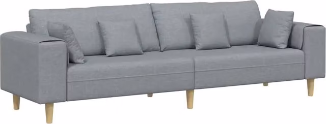 Divano | Divano da soggiorno | Sofa con cuscino Grigio chiaro 250 x 77 x 76 cm Tessuto