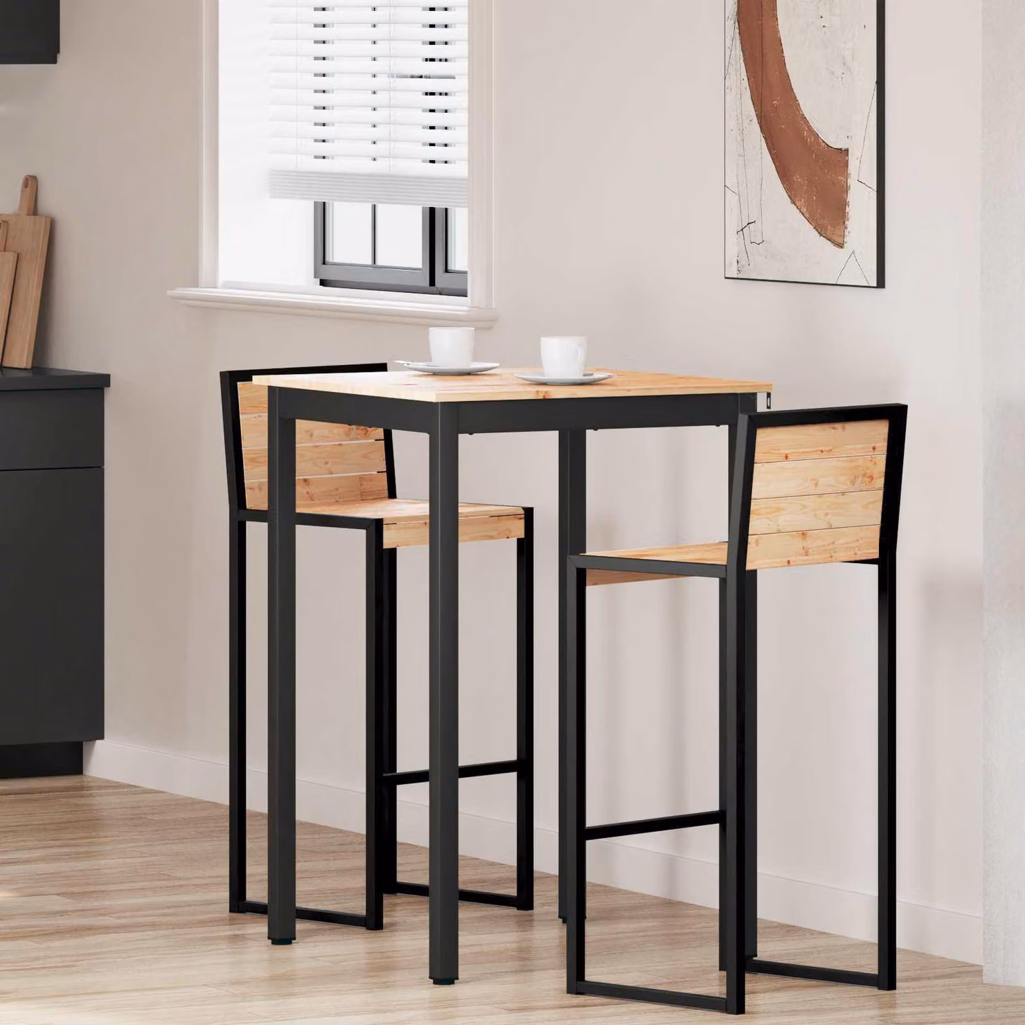 Maison Exclusive - Tavolo da bar, 70 x 70 x 105 cm, legno di pino massello, finitura naturale