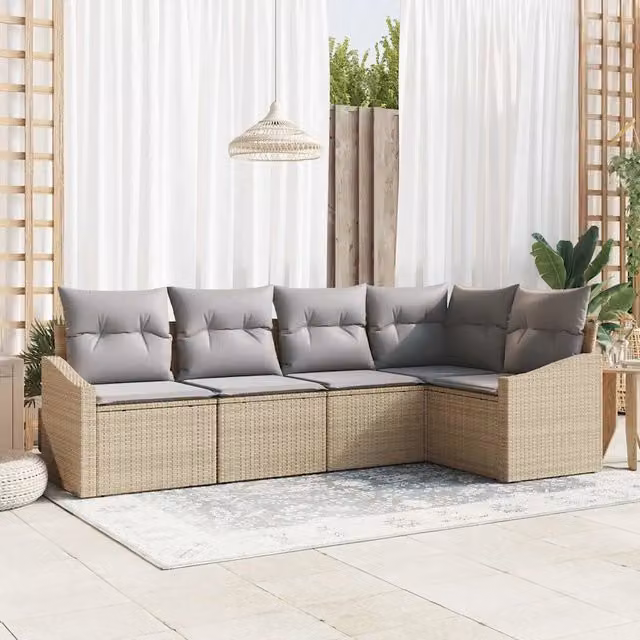 Set di divani 5 pz Beige polyrattan 3346720