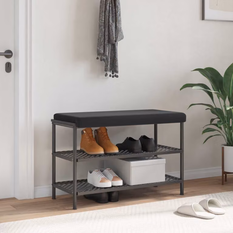 vidaXL Cuscino per panchina in velluto nero con imbottitura in schiuma e base antiscivolo L 80 cm x P 80 cm x H 3,5 cm