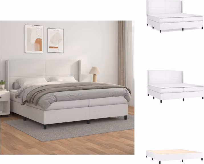 vidaXL Letto a molle con materasso bianco 200x200 cm in Pelle finta - Letti & strutture letto