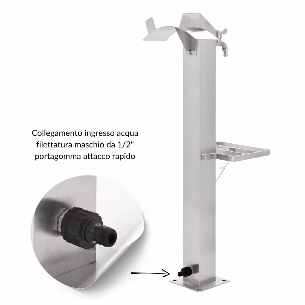 Fontana da giardino a colonna esterna M RUBINETTERIA modello Magnolia in acciaio inox color argento con cover impermeabile – 2