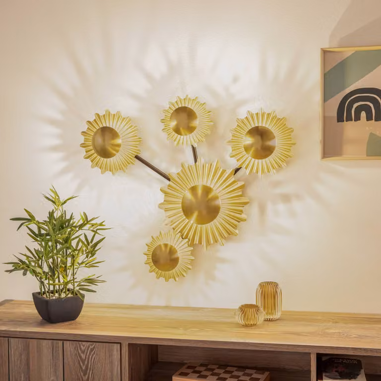 Applique da parete Senmia Lindby, dimmerabile, Ottone / Oro, Soggiorno / Sala da pranzo, Metallo, Moderno, Applique