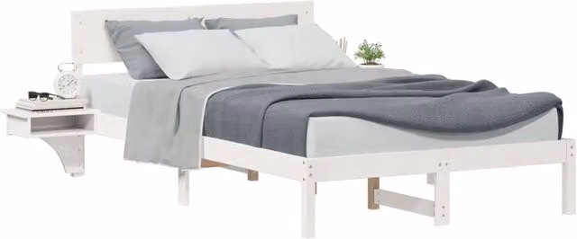 Letto matrimoniale | Letto per adulti | Struttura del letto Bianco 140 x 200 cm Pino massello