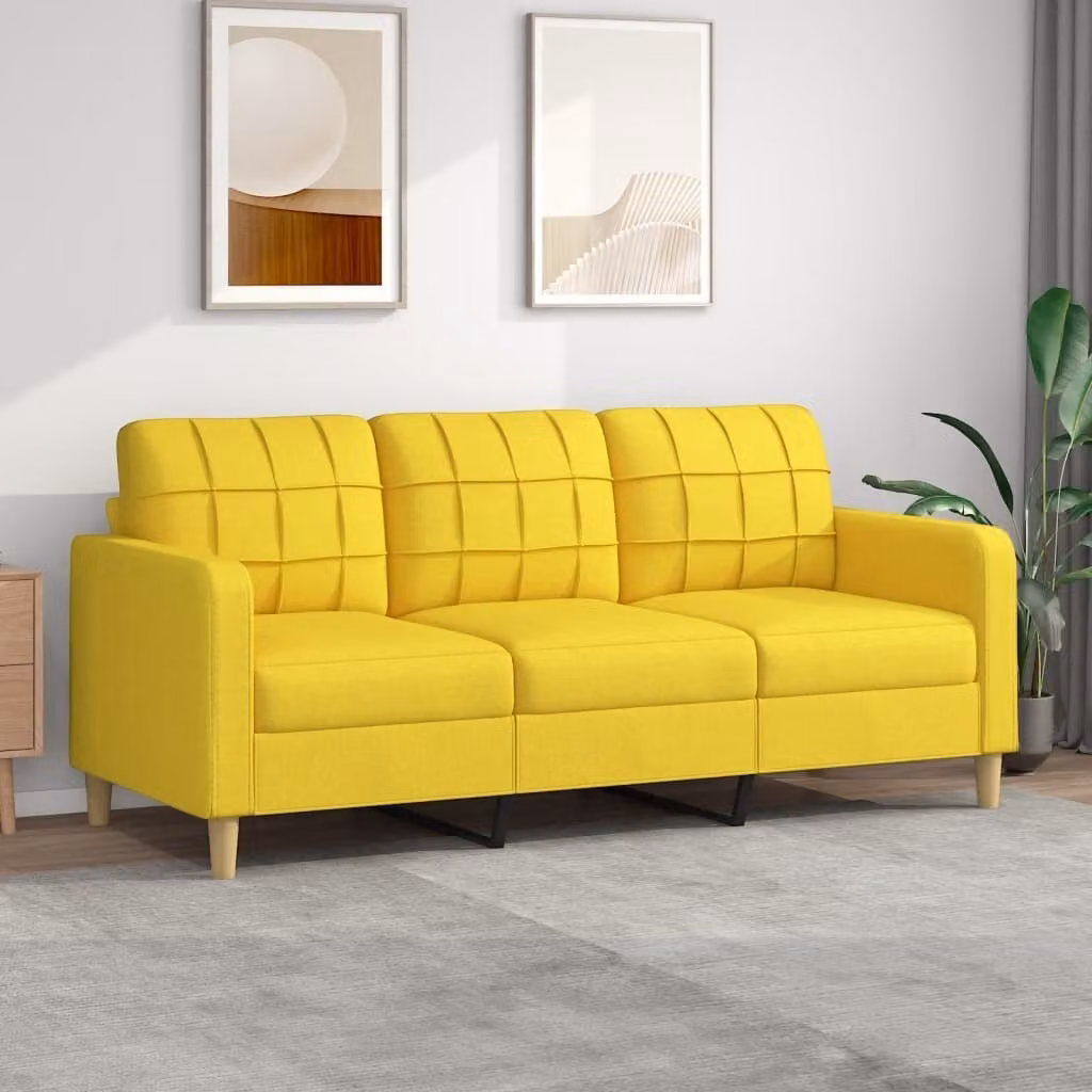 Maison Exclusive - Divano a tre posti giallo chiaro 180 cm in tessuto