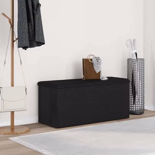 Panchina con contenitore porta scarpe vidaXL in rovere nero L: 102 cm, P: 42 cm, H: 45 cm – 1