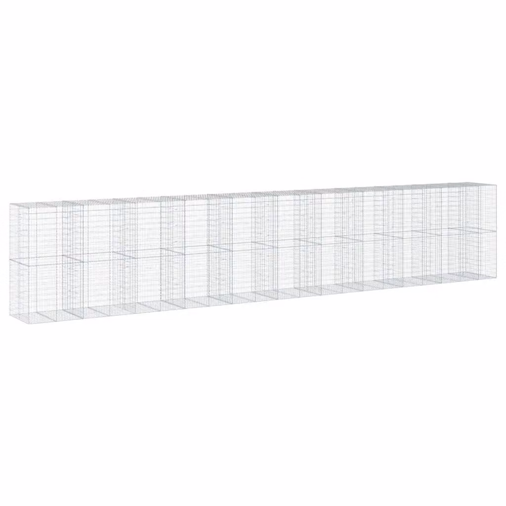 vidaXL Cesto Gabbione con Copertura in Ferro Zincato Grigio L: 1050 cm, P: 100 cm, H: 200 cm – 2