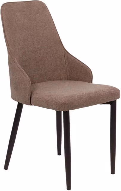 Set di 4 Sedie Chantal In Tessuto Tortora E Gambe Nero Opaco