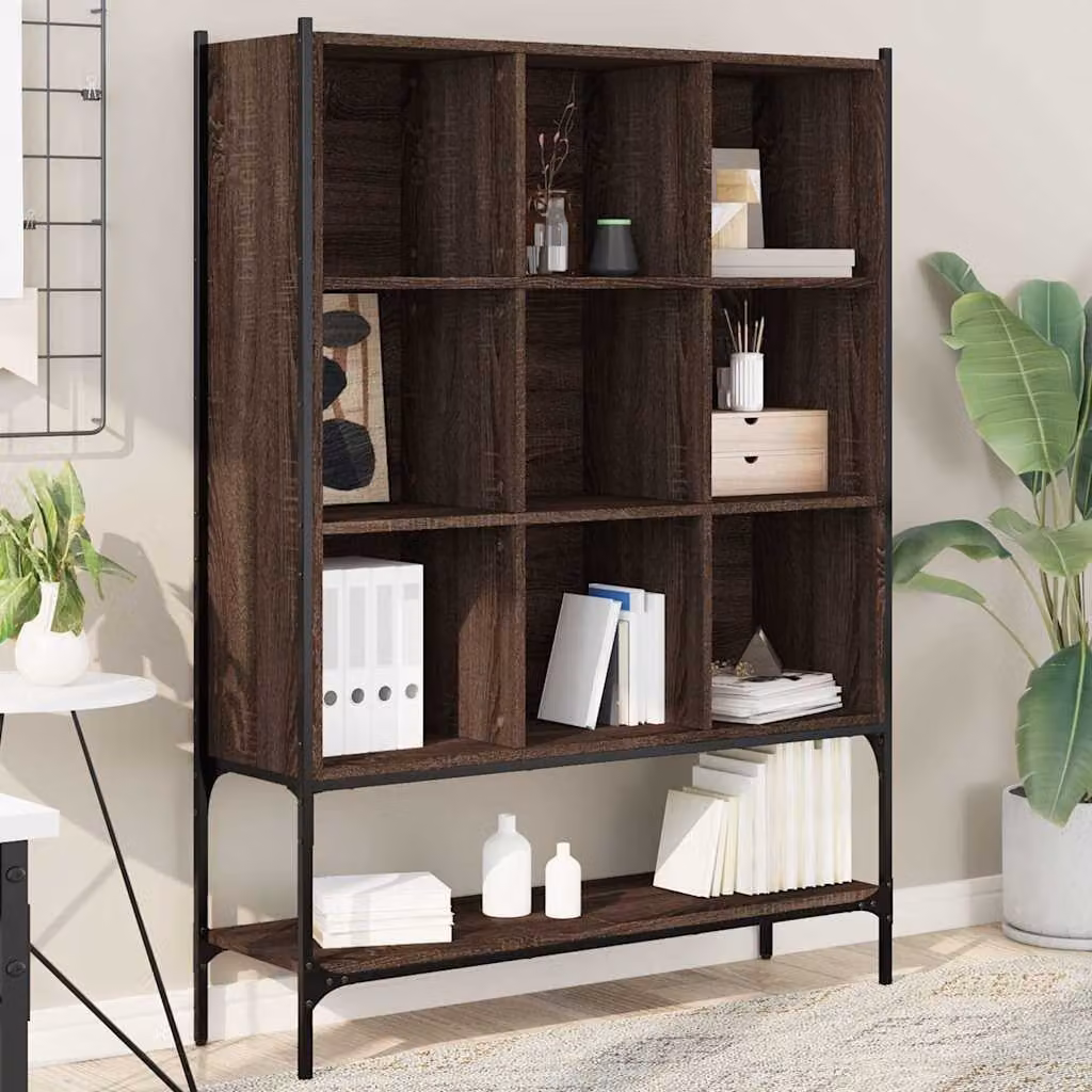 Libreria vidaXL in stile industriale in legno e metallo, colore marrone, L 102 cm x P 30 cm x H 141,5 cm