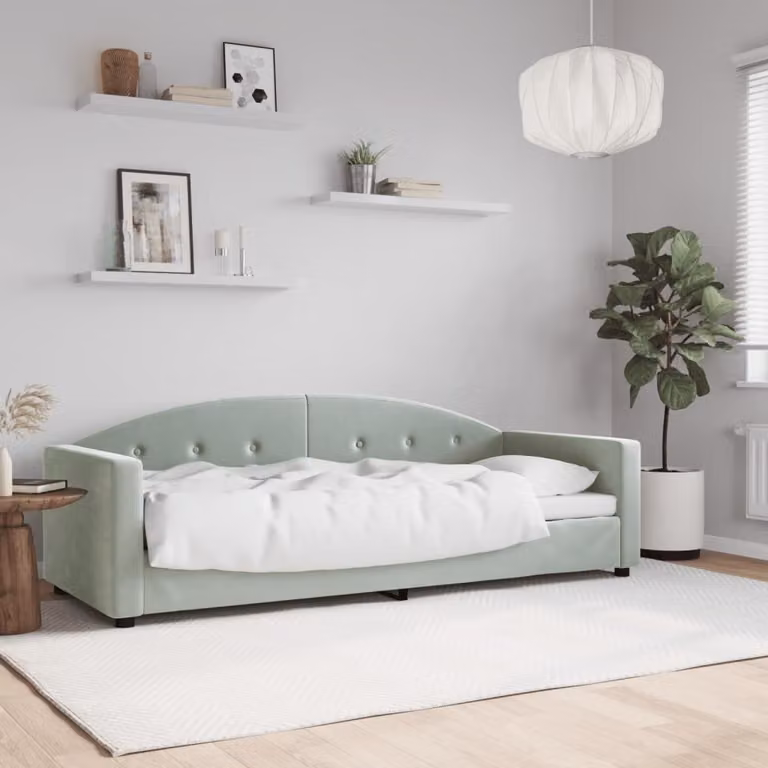 Letto da giorno vidaXL in velluto grigio chiaro L/P/H: 200 x 80 x 75 cm