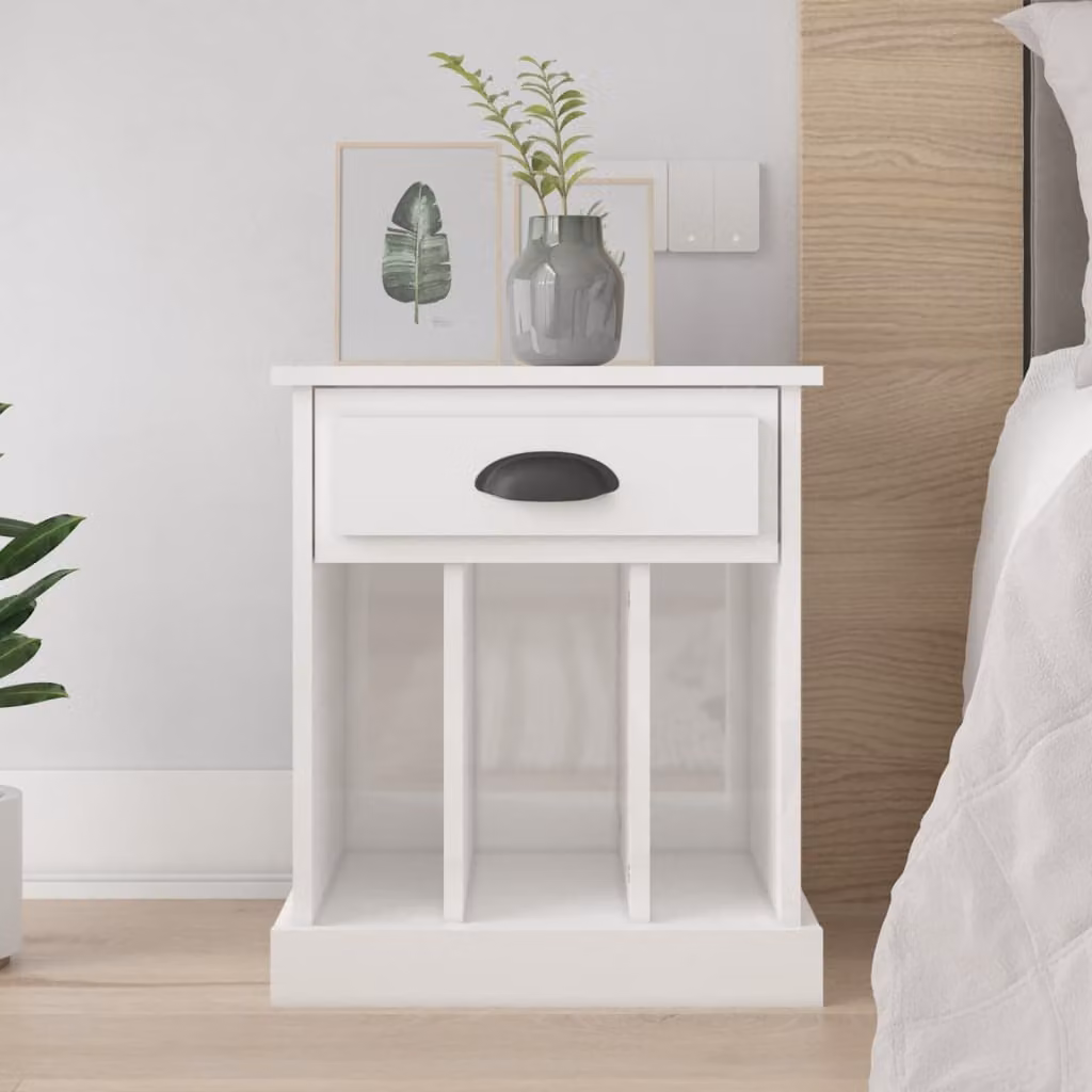 Comodino sospeso vidaXL Bianco lucido L: 43 cm, P: 36 cm, H: 50 cm