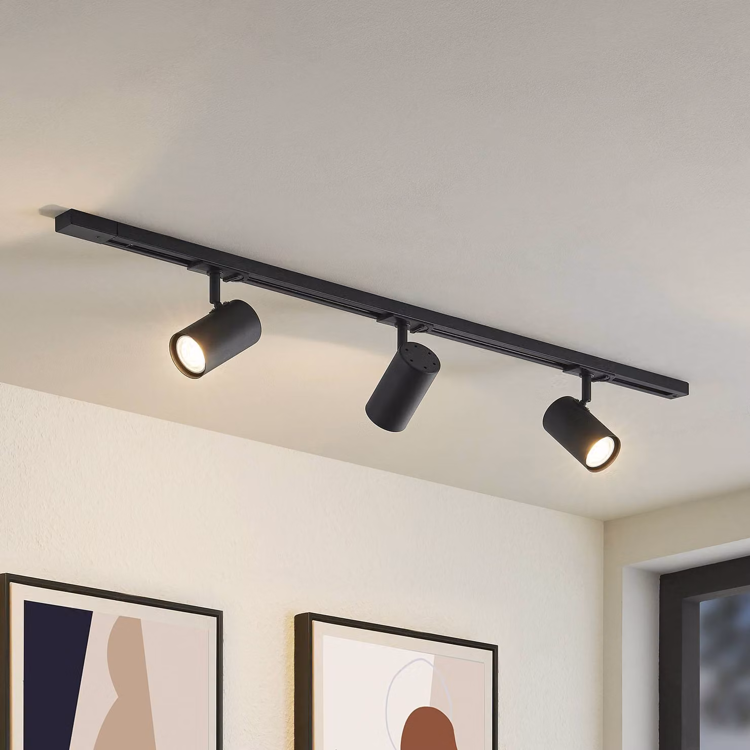 Sistema binario monofase Lindby, GU10, a 3 luci, nero Linaro dimmerabile, Nero, Corridoio, Metallo, Moderno