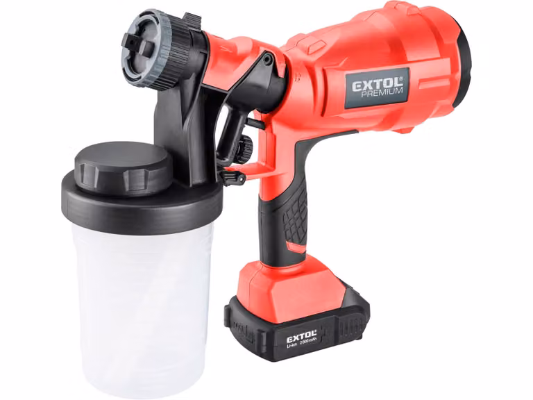 Pistola a spruzzo Extol Premium (8891862) Batteria HVLP SHARE20V, 20V Li-Ion, 2000mAh