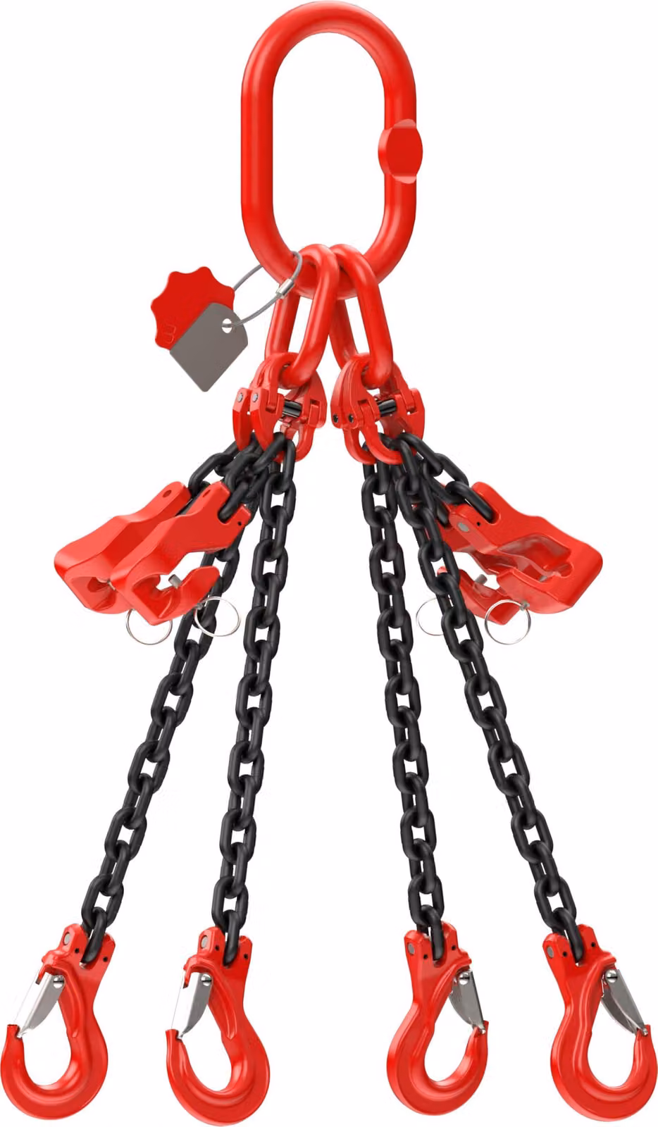 Catena di sollevamento a 4 braccia, lunghezza 2 metri, portata 2360 kg, classe di qualità 8, con gancio a forcella