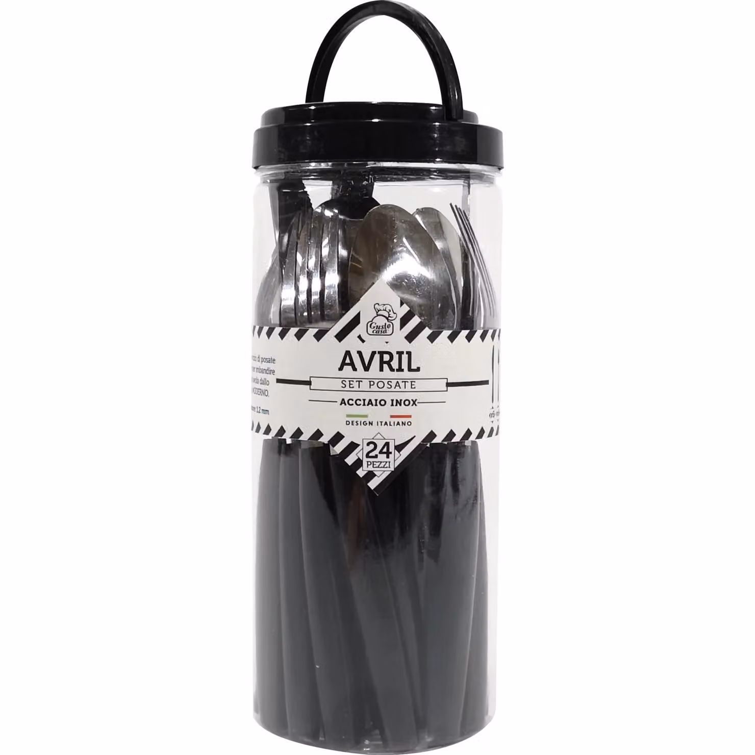 Servizio posate Avril Gusto Casa in acciaio inox nero opaco, 24 pezzi – 2