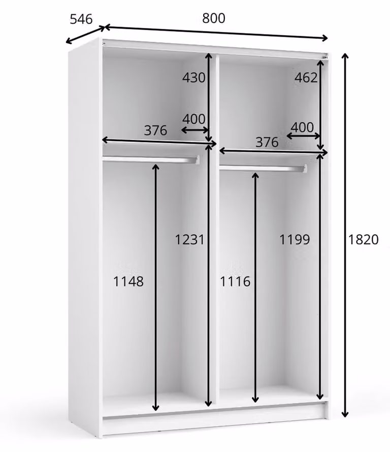 raumhirsch ARMADIO Nero, dimensioni 80/182/54,6