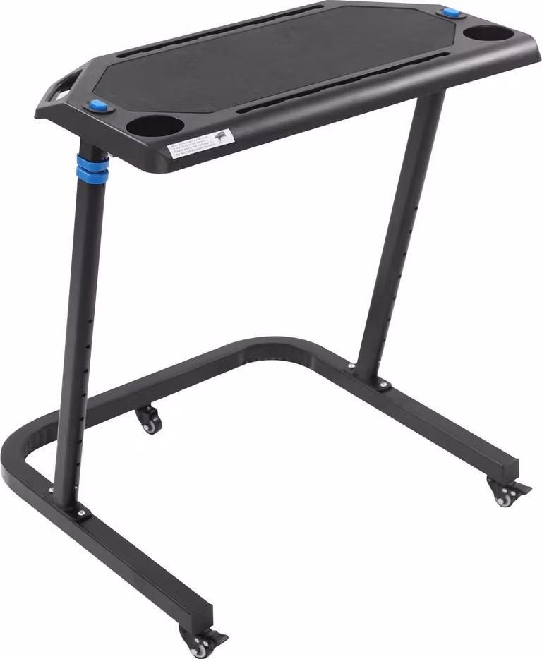 Scrivania per rullo da bicicletta - Supporto per laptop per ciclismo indoor - Superficie 71×36 cm - Regolabile in altezza su 8 livelli - Portata 50 kg - Nero