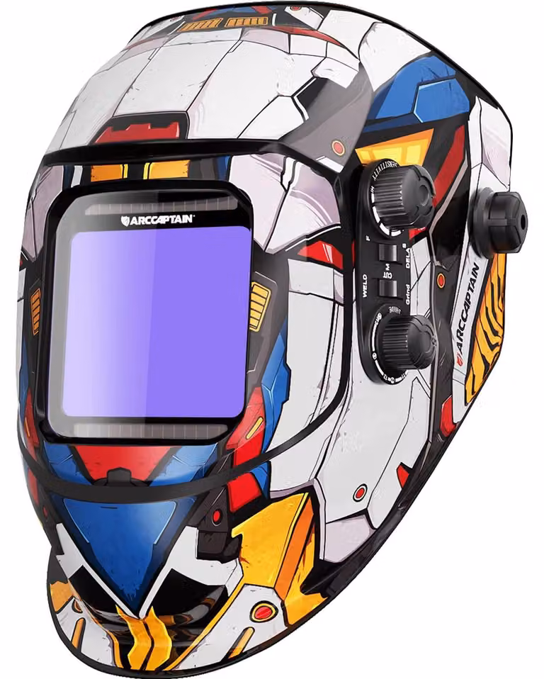 Casco per saldatura - Modello AR-WC017 - Auto-oscurante - Ampio campo visivo 10x9,3 cm - Visualizzazione a colori reali - Alimentazione solare + batteria al litio - Adatto per saldatura MIG, TIG, MMA e taglio al plasma - Colore: AR-WC017