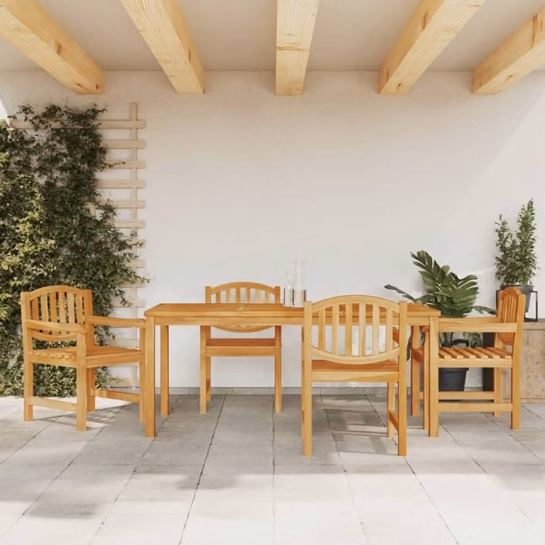 Maison Exclusive - Set da pranzo da giardino in teak massiccio, 5 pezzi