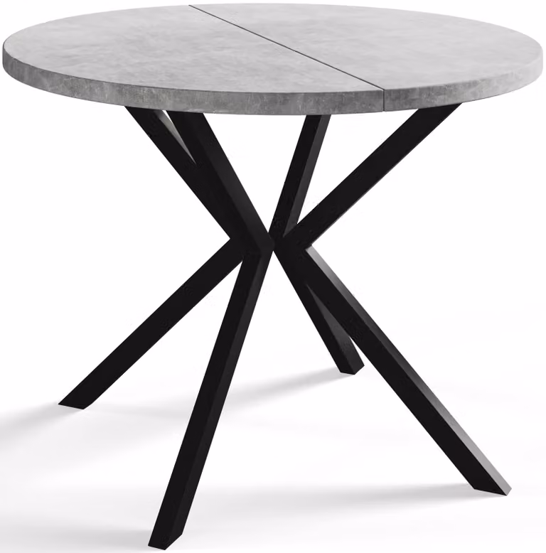 Alpi Moebel, Tavolo da Pranzo Rotondo, Tavolo da Cucina Allungabile, Diamentro: 90-170 cm, Gambe in Metallo Nere, Grigio chiaro, Collezione Loft Liten