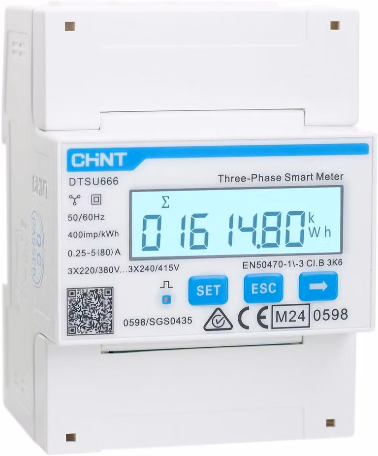 Misuratore di corrente trifase in corrente alternata con display LCD su guida DIN per caricatore MID per veicoli elettrici