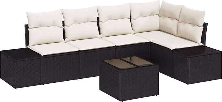 Set Divano da Giardino Marrone e Crema polyrattan