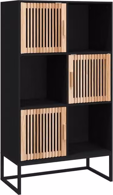 Credenza | Madia | Buffet da pranzo | Armadio da pranzo Nera 70x35x125 cm in Legno Multistrato