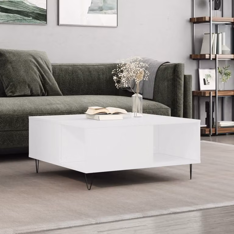vidaXL Tavolino da Salotto Moderno Bianco L/P/H: 80 x 80 x 36,5 cm