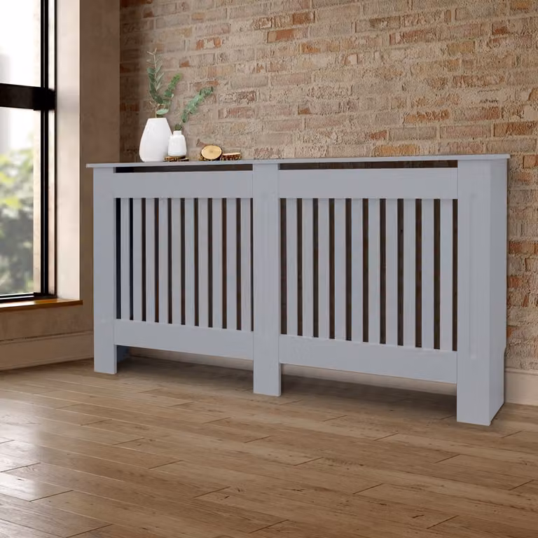 ML-Design copriradiatore stile casa di campagna 152x19x82 cm, grigio, in MDF laccato, copriradiatore per camera da letto soggiorno