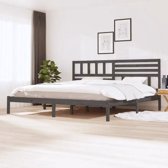 Giroletto vidaXL in legno massello di pino grigio con doghe fisse L: 200 cm, P: 200 cm